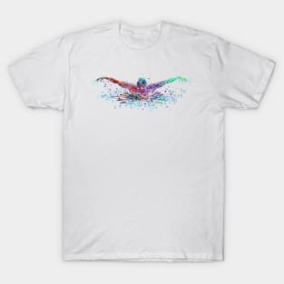 Boy Swimming Butterfly Stroke Watercolor Sport Gift T-Shirt